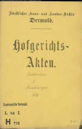 Heithecker, Christoph zu Horn gegen Simon Henrich Brockmeyer - Schuldforderung