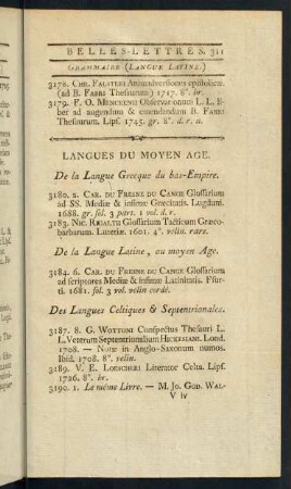 Langues du Moyen Age.