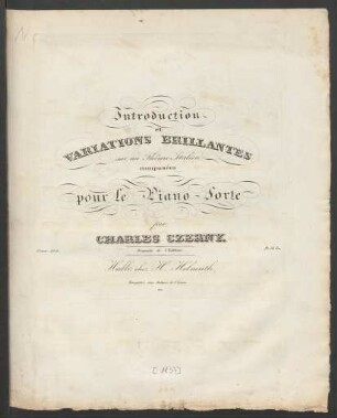 Introduction et Variations Brillantes sur un Thême Italien : Oeuv. 302.