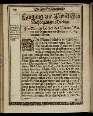 [Die Fünffte Christliche Trost- und Leichpredigt.]