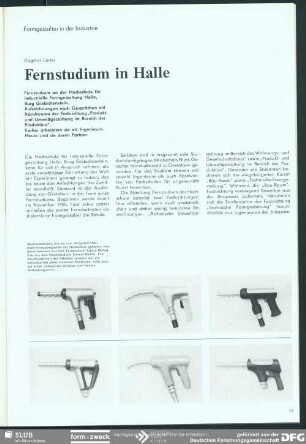 Fernstudium in Halle : Formgestalter in der Industrie