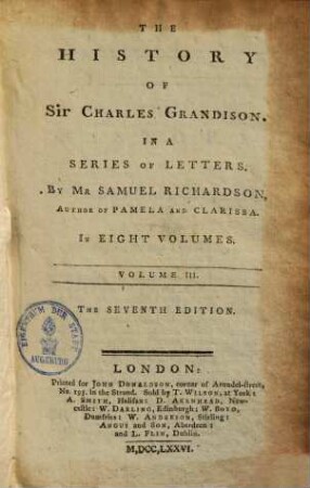 The history of Sir Charles Grandison : In a series of letters, 3