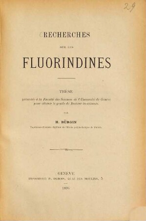 Recherches sur les fluorindines