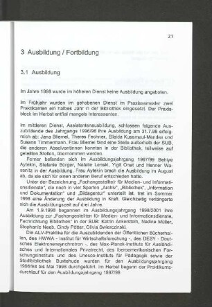 3 Ausbildung / Fortbildung