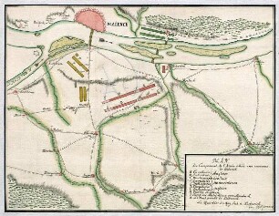 WHK 21 Österreichischer Sukzessionskrieg 1740-1748 bis zum Aachener Frieden: Plan der Feldlager der Alliierten bei Biebrich, 1743