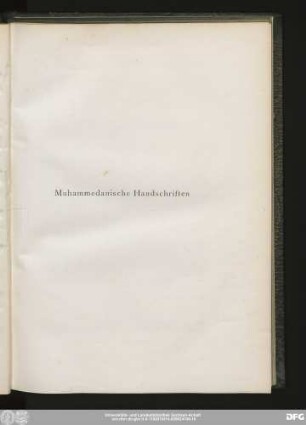 Muhammedanische Handschriften