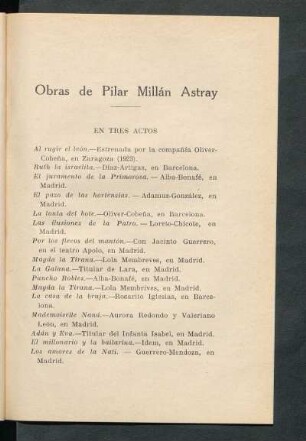 Obras de Pilar Millán Astray