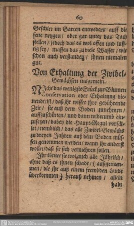 Von Erhaltung der Zwibel-Gewächsen insgemein