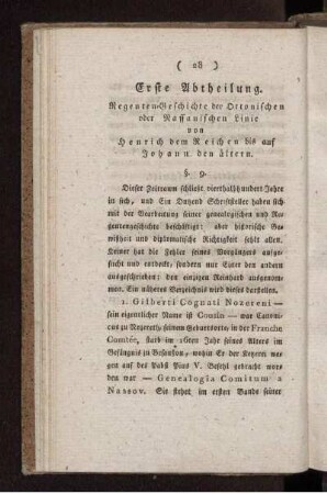 §9-43. Regenten-Geschichte der Ottonischen oder Nassauischen Linie von Henrich dem Reichen bis auf Johann den älteren