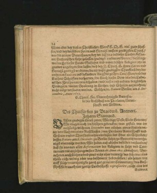 Des Churfürsten zu Brandenb. Antwort.