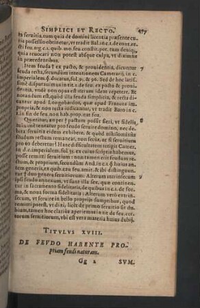 Titulus XVIII. Habente propriam feudi naturam.