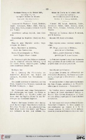 Vorstands-Sitzung am 14. Oktober 1897 / Séance du Comité du 14 octobre 1897