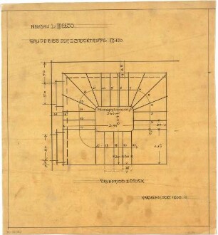 Billing, Hermann; Karlsruhe, Kriegsstr. 159 / Bunsenstr. 12; Doppelhaus L. Meess - Treppe 2. OG (Grundriss)