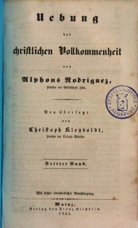 Uebung der christlichen Vollkommenheit, 3