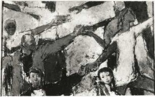 Enttrümmern in Berlin - 1951 : Enttrümmern in Berlin - 1951 (bezeichnet: "Bert Heller 1966"; Pappe, Mischtechnik; 1,10 x 2,00 m; Ausstellung zum VII. Parteitag der SED, Berlin 1967)