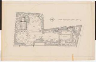 Druckvorlagen / Gartenanlage Brauereibesitzer Düll, Krautheim: Grundriss, Maßstabsleiste, Variante