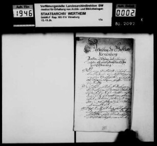 Beschreibung der Grafschaft Virneburg Renten, Nutzung und Kommoditäten als auch deroselben Lasten und Beschwerung.