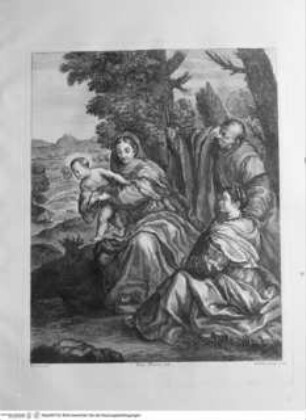 Raccolta de' quadri ... posseduti da S.A.R. Pietro Leopoldo, Florenz 1778, Tafel 32: Die Heilige Familie mit der Heiligen Katharina von Alexandria