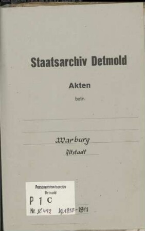 Belegakten zum Heiratsregister der katholischen Gemeinde Warburg-Altstadt, Kreis Warburg (1810-1811)