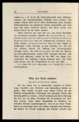 Wie wir Gott erleben