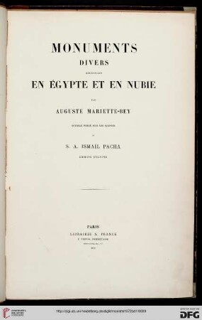 Texte: Monuments divers recueillis en Egypte et en Nubie