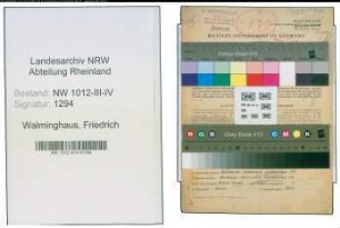 Entnazifizierung Friedrich Walminghaus , geb. 11.07.1907 (Betriebsmeister)
