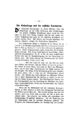 Die Bodenfrage und die Revolution