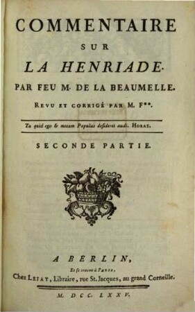 Commentaire Sur La Henriade, 2