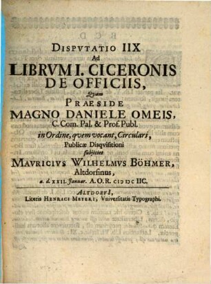 Disputatio IIX. ad librum I. Ciceronis De officiis