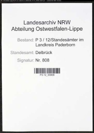 Heiratsregister Standesamt Delbrück
