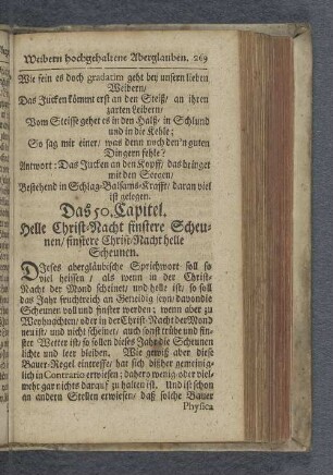 Das 50. Capitel. Helle Christ-Nacht finstere Scheunen / finstere Christ-Nacht helle Scheunen.