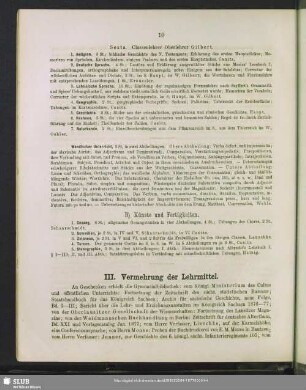 III. Vermehrung der Lehrmittel