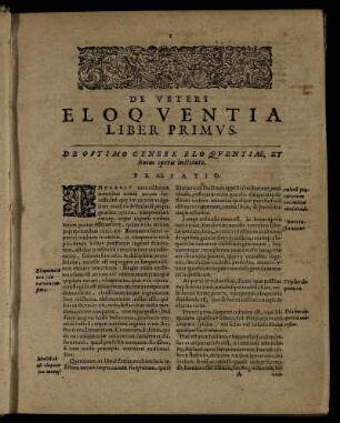De Veteri Eloquentia Liber Primus.
