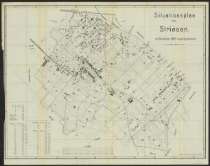 Plan von Dresden-Striesen , Lithographie, 1888 : Situationplan von Striesen / Lithographie u. Druck v. Paul Herrmann. Gez. v. Baugewerke Roch. - November 1888 neuaufgenommen. - [Ca. 1:5 000]. - Dresden : Derlig , [1889]. - 1 Kt. : einfarb. Lithogr. ; 67 x 51 cm