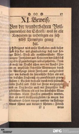 XI. Beweiß, Von der wunderbahren Vollkommenheit der Schrifft...