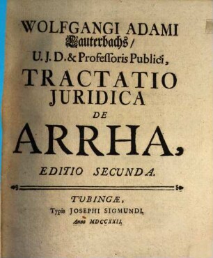 Tractatio Juridica de Arrha