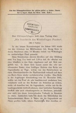 Die Inschrift des Wittislinger Fundes