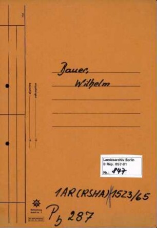 Personenheft Wilhelm Bauer (*21.12.1903), SS-Obersturmführer