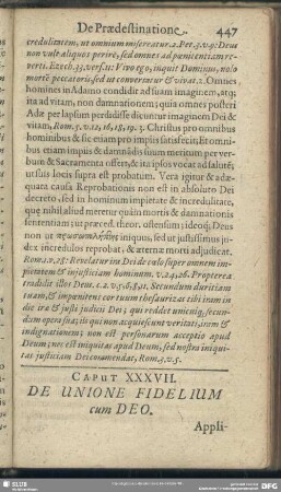 Caput XXXVII. De Unione Fidelium cum Deo