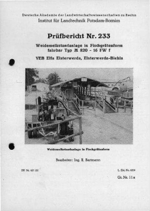 Fahrbare Weidemelkanlage, Typ M 820 - 16 FW f