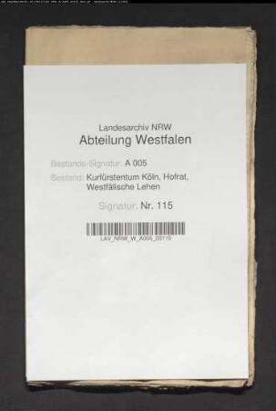 Dienstarbeiten über Lehnssachen des Herzogtums Westfalen und des Vests Recklinghausen nebst historischen Privatarbeiten