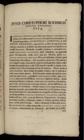 Iusti Christophori Boehmeri Abbatis Luccensis Vita.