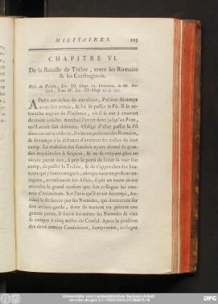 Chapitre VI. De la Bataille de Trébie, entre les Romains & les Carthaginois.