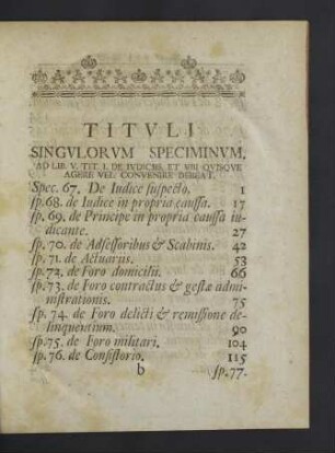 Tituli singulorum speciminum.