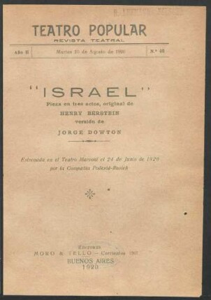 2.1920=Nr. 40: Israel : pieza en tres actos