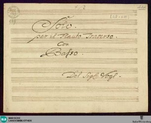 Sonatas - Mus. Hs. 989 : fl, b; b