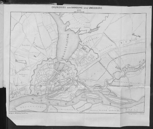 Grundriss von Hamburg und Umgebung, 1842, vor dem Brande