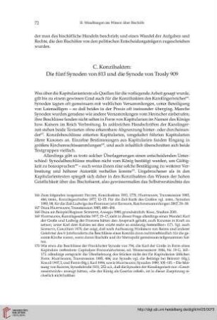 C. Konzilsakten: Die fünf Synoden von 813 und die Synode von Trosly 909