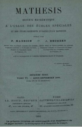 Deuxième. Tome VI. - Aout - Septembre 1896.