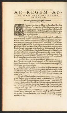 Ad Regem Anglorum Marini Lutheri Epistola.
